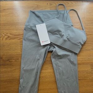 Lululemon Athletica Light Gray Leggings and Sports Bra